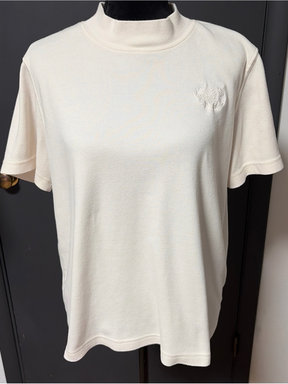 Women’s Blair Cream Short Sleeve Mock Neck Shirt